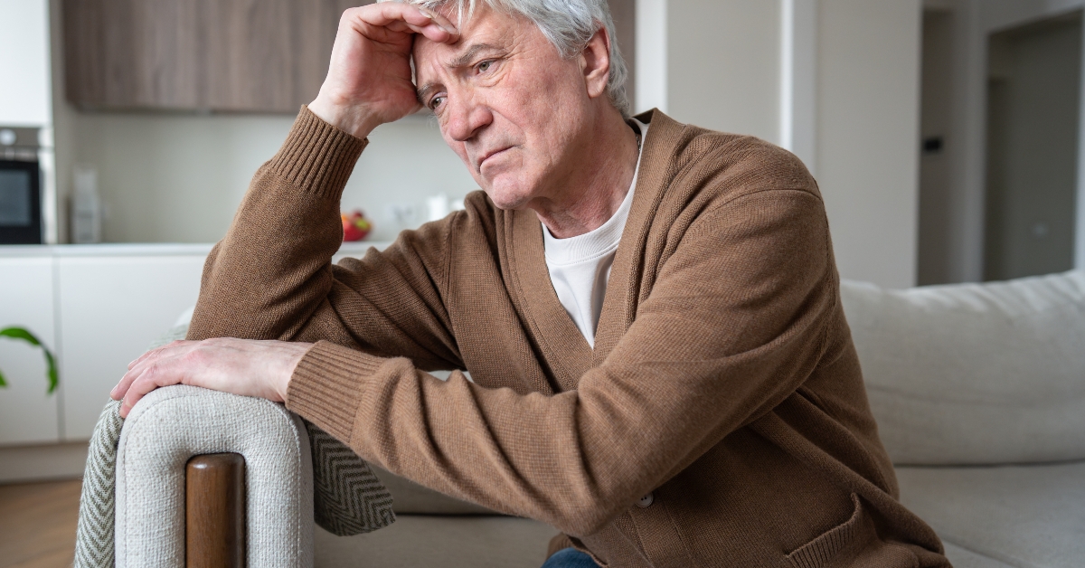 old man with Alzheimer sitting abandoned