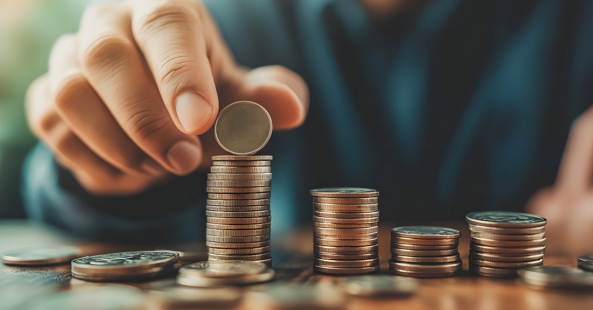 saving a stack of coins 