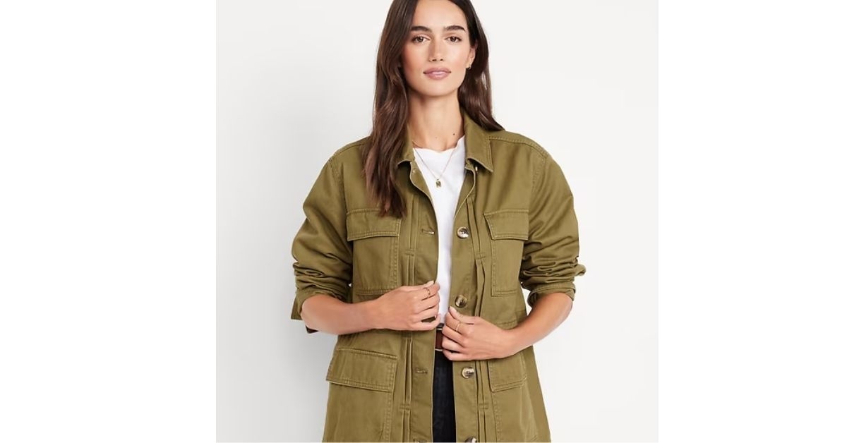 cinched waist twill utility jacket