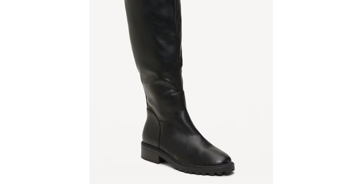 faux leather tall boots for women