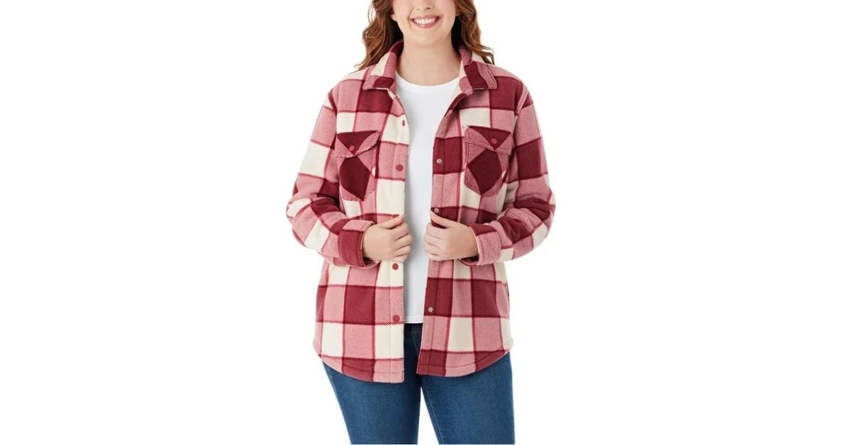 members mark womens sherpa lined shacket