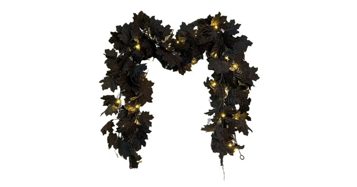 black maple leaf vine garland