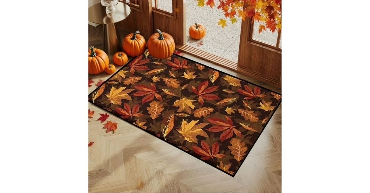 doormat with maple leaf pumpkin patterns