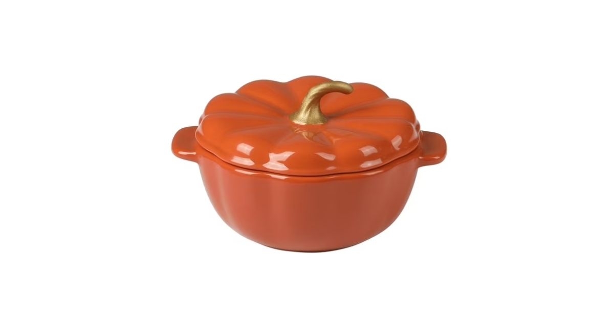 stoneware pumpkin cocotte with lid