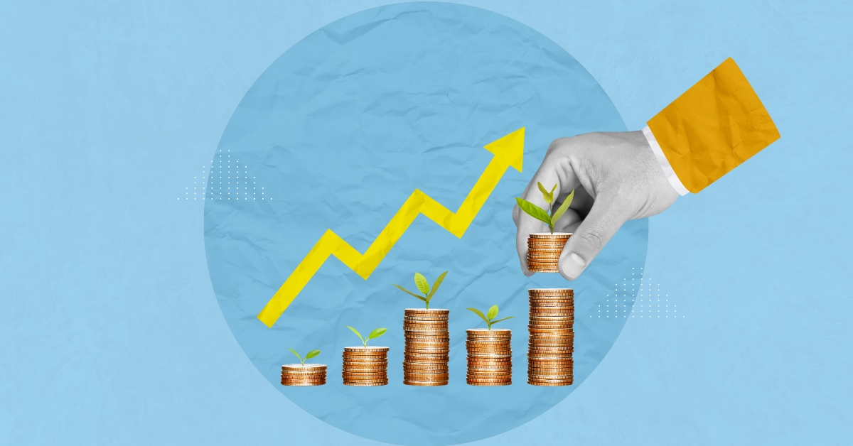Creative art collage of Invest