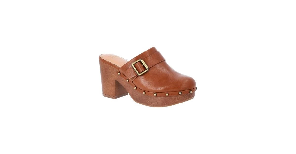leather heeled clogs