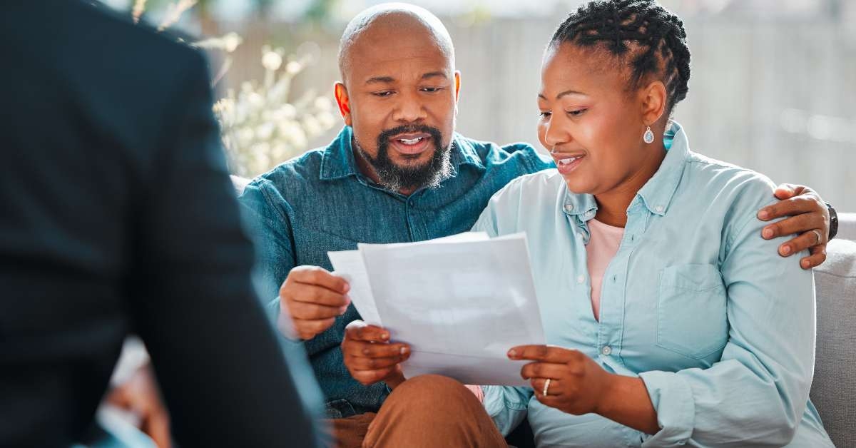 happy couple and broker consultation