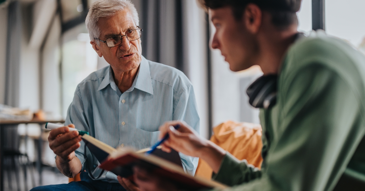 elderly man offering advice 