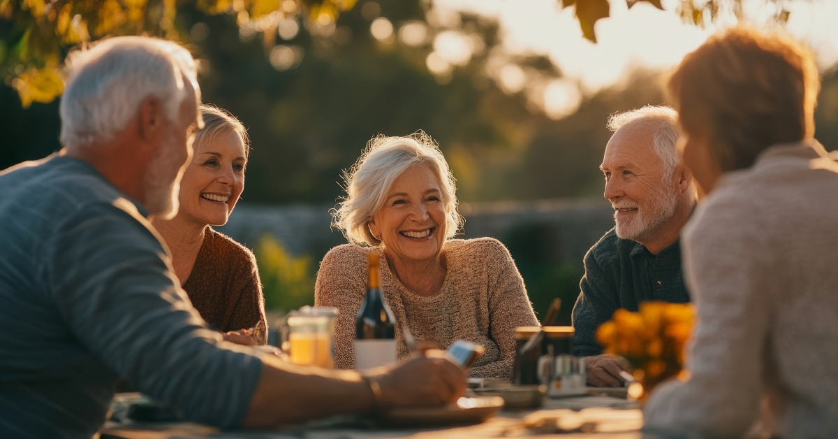 group of retirees enjoying a hobby