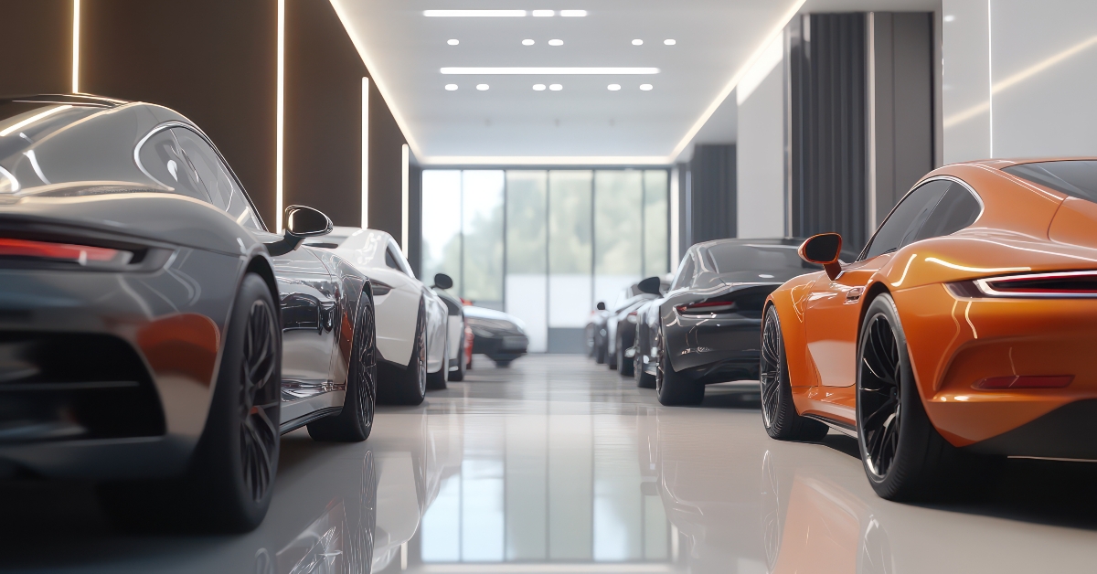 compact cars in a sleek showroom