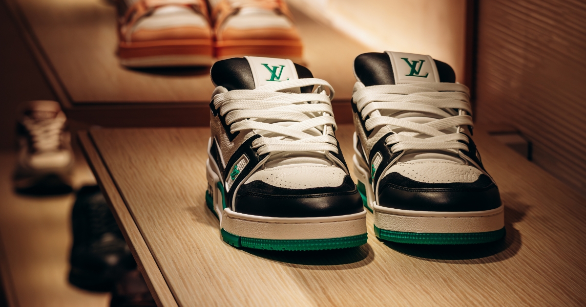 Louis Vuitton sneakers in a boutique window