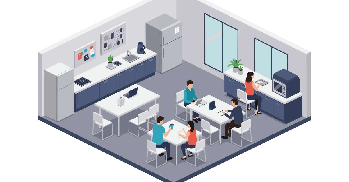 modern isometric office breakroom
