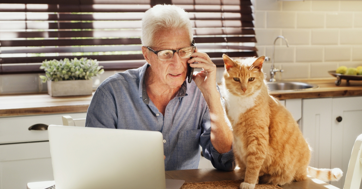 senior man on phone call