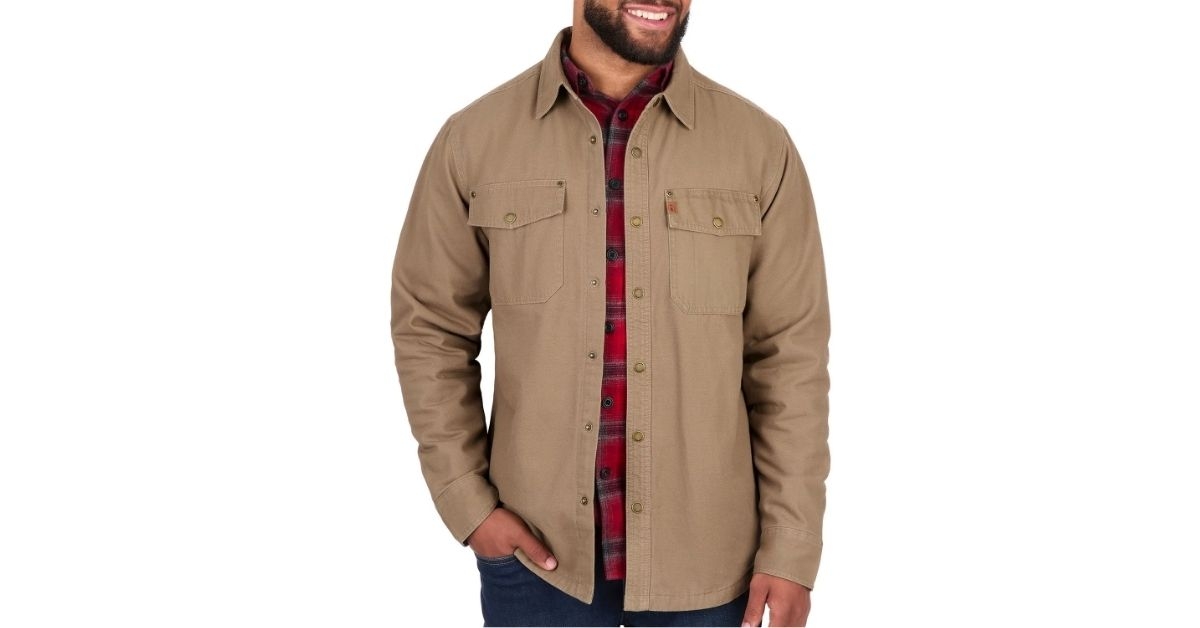 mens fleece lined canvas shirt jacket