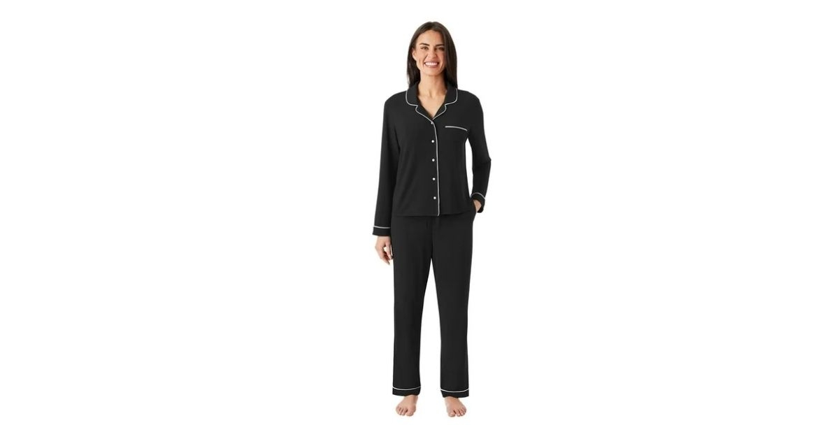 womens notch collar pajama set