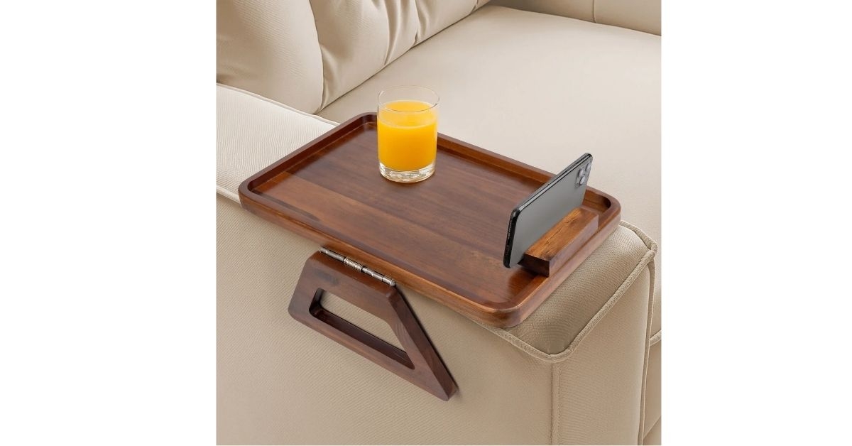 acacia armrest tray