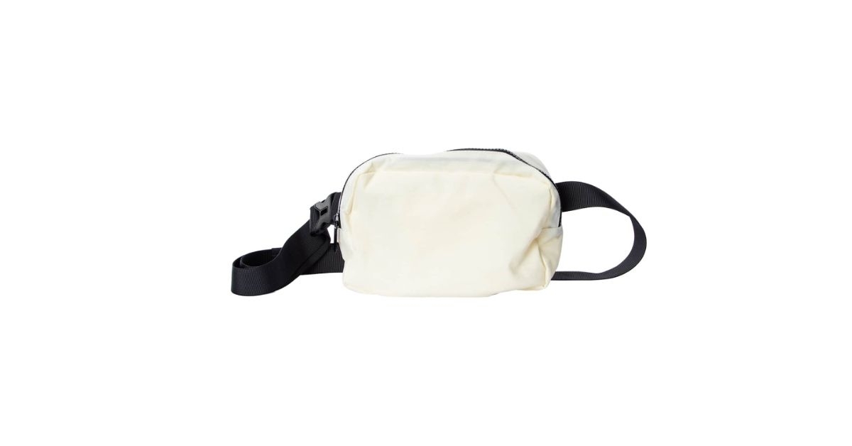 a white belt bag