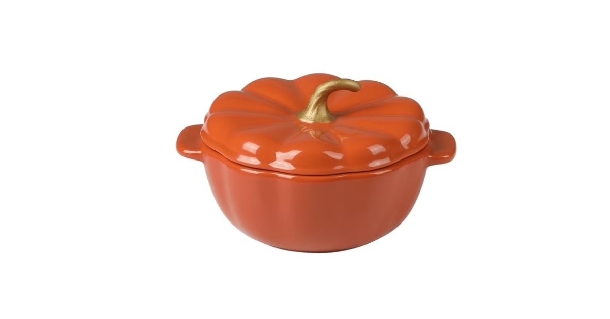 stoneware cup pumpkin cocotte with lid