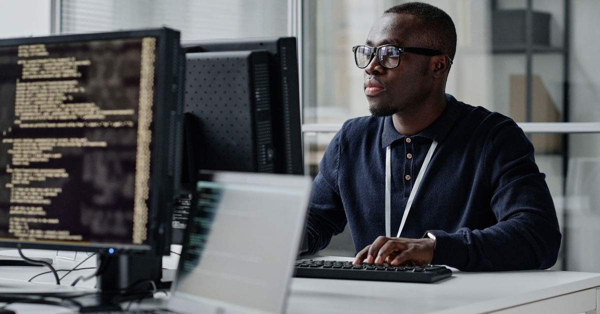 young developer concentrating on his work