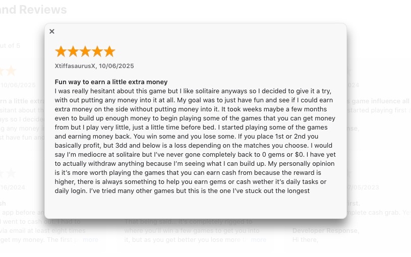 solitaire smash user review screenshot