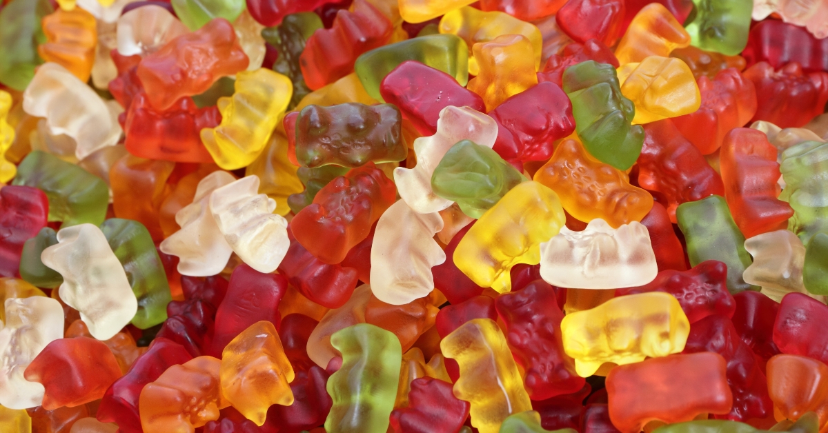 haribo bear candies as background