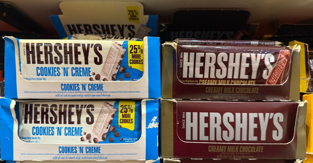 Hershey's Chocolate Bars in the store shelf