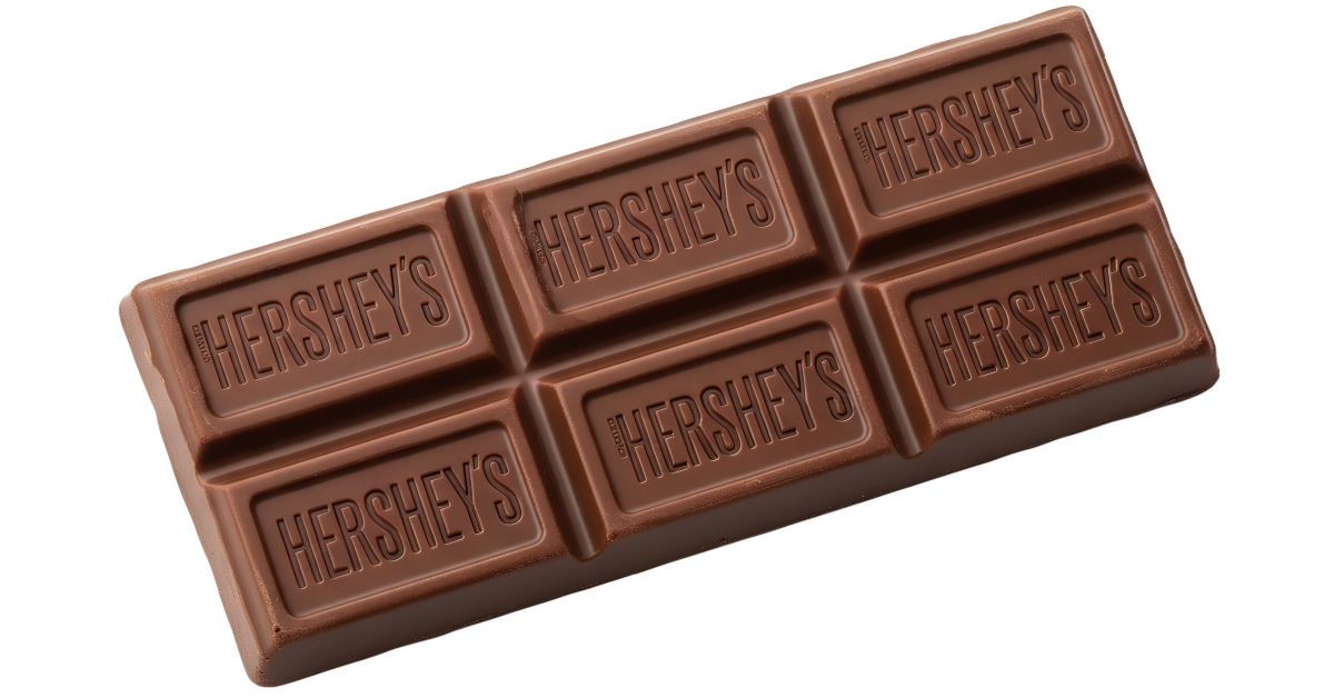Hershey's Milk Chocolate Bar isolated on white