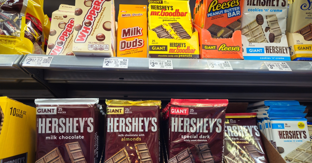 Hershey products on a retail shelf