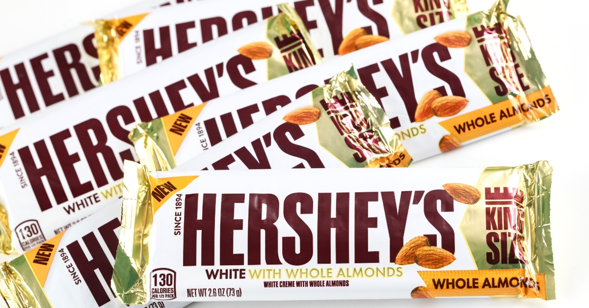 King size hersheys chocolate bars on isolated white background