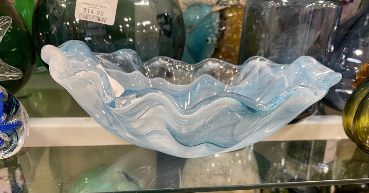 blue glass dish