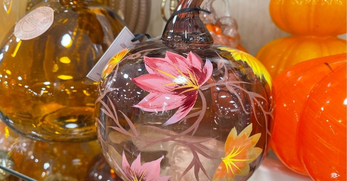 floral glass pumpkin