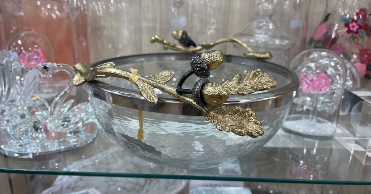 glass acorn bowl
