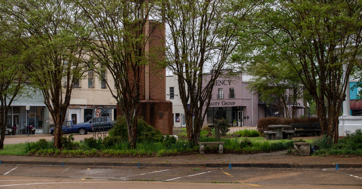 Downtown Grenada Mississippi in the town square area