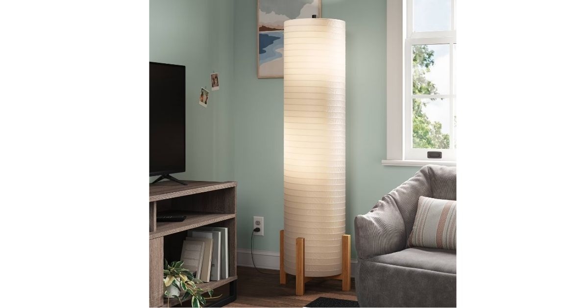 paper floor lamp natural wood
