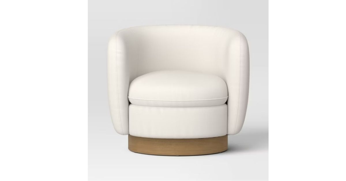 threshold upholstered barrel swivel accent chair