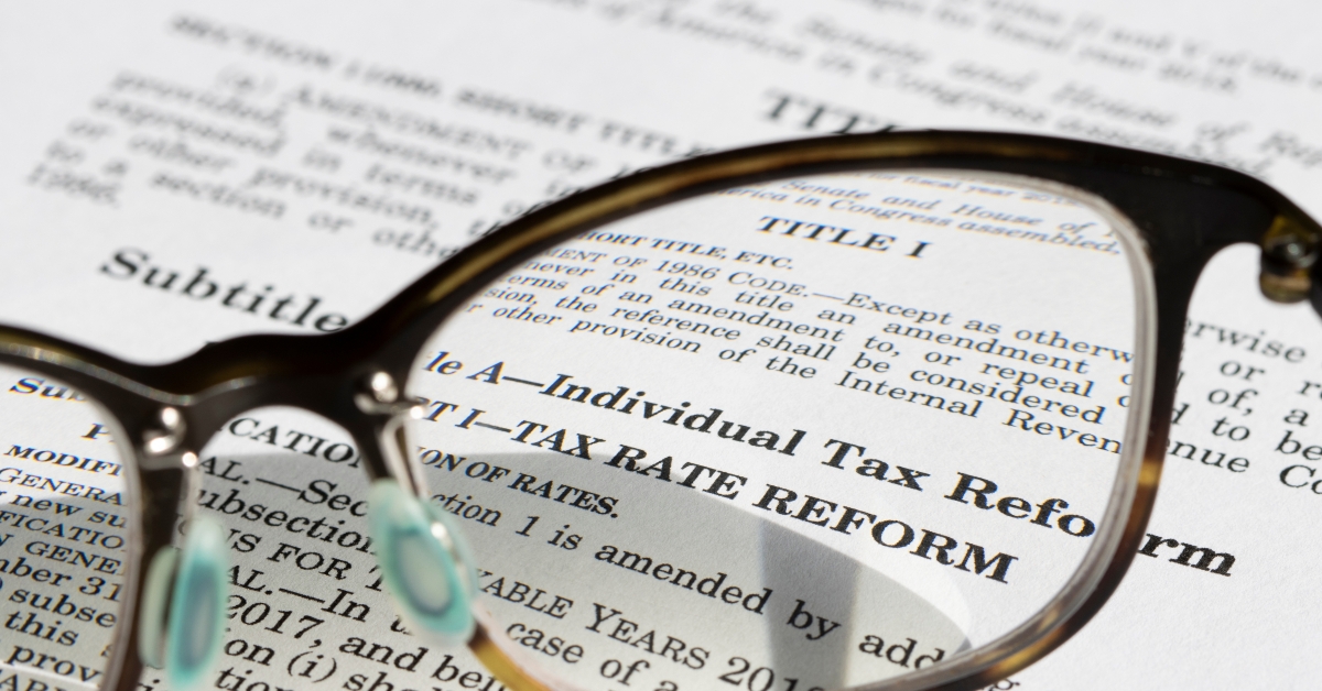 closeup documents of the tax cuts