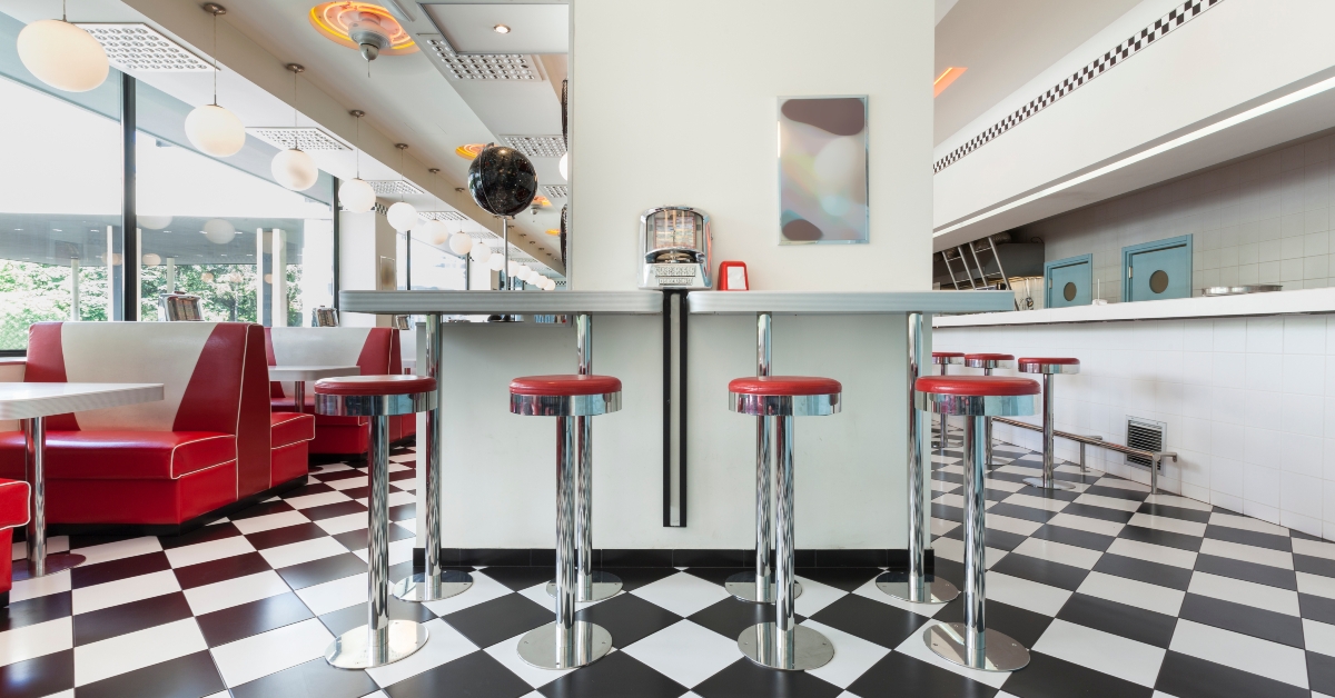 a checkered floor restaurant