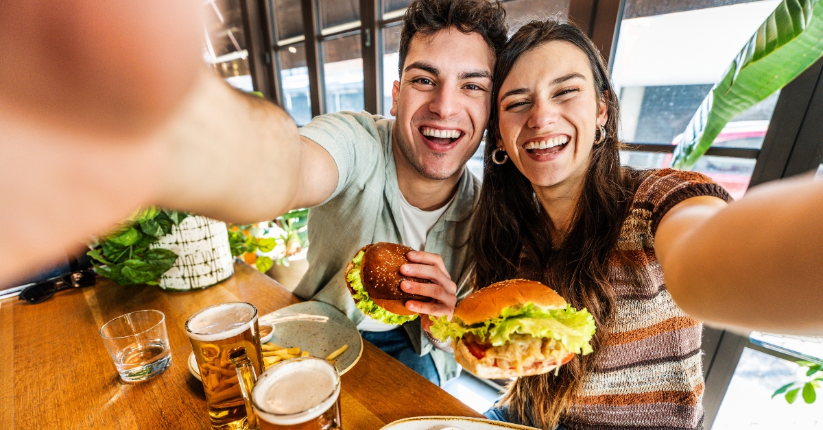 Young people having lunch break