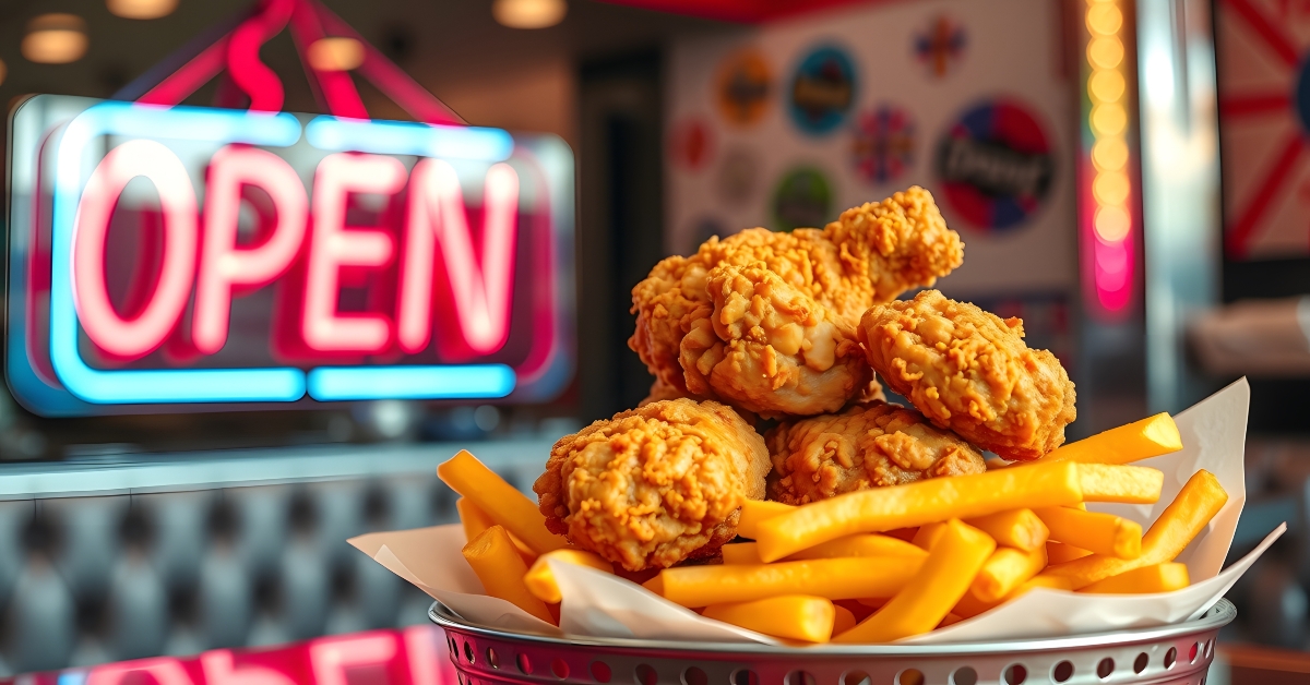 fried chicken basket with fries