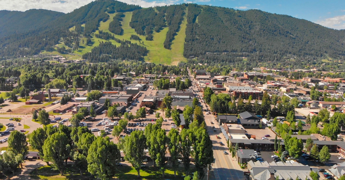 aerial view of jackson hole wyoming