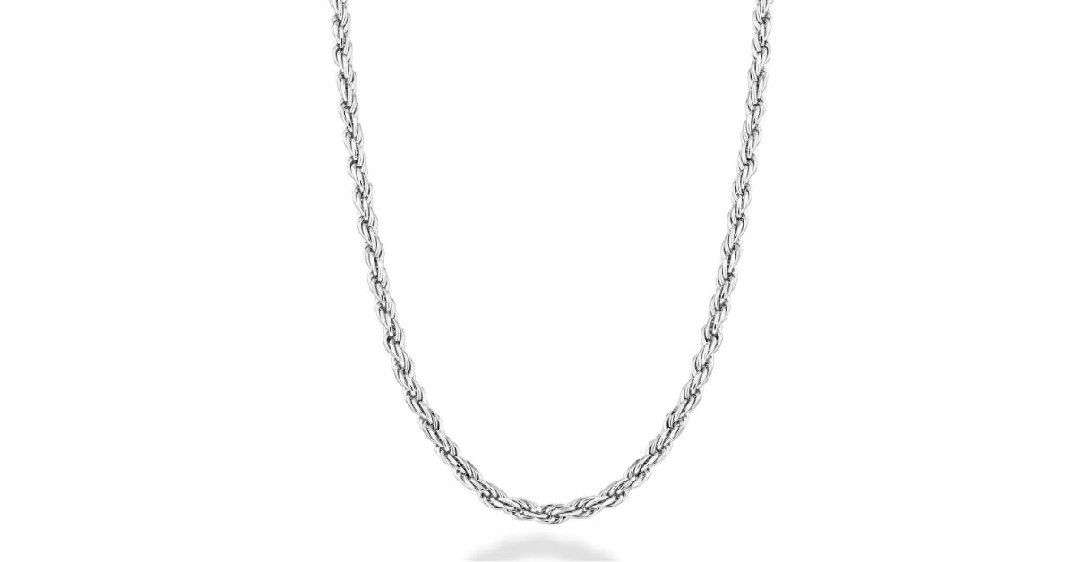 silver italian braided rope chain necklace