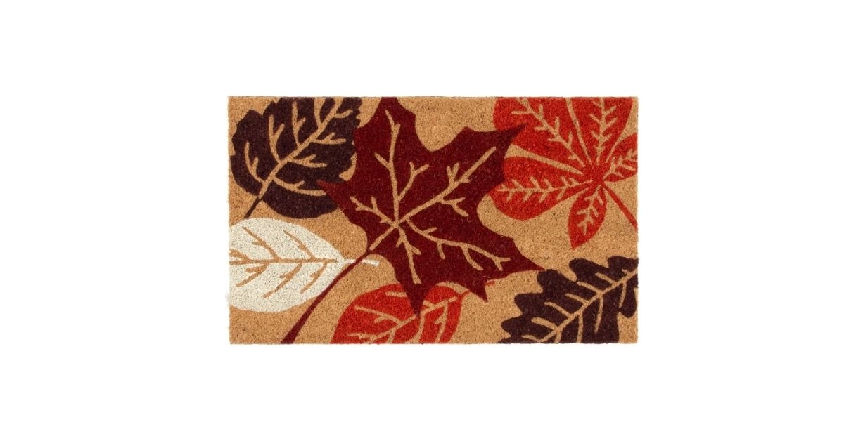 oversized leaves coir outdoor mat