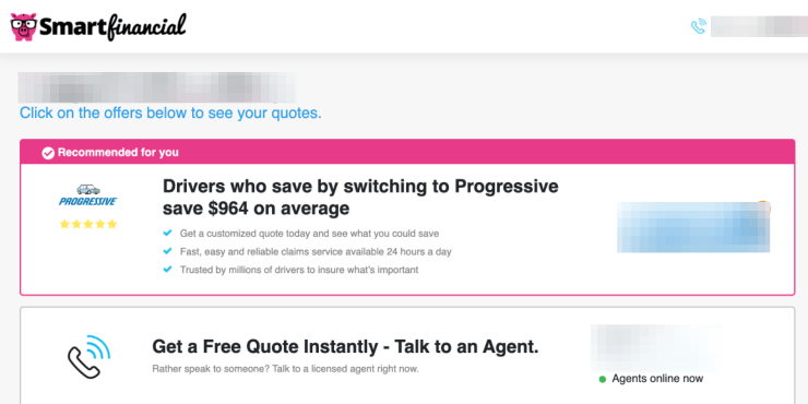 Screenshot of Smart Financial page for SmarterAuto review