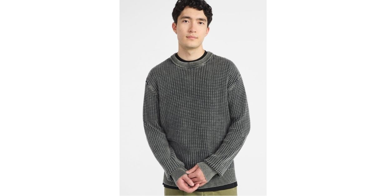 thermal stitch crewneck sweater