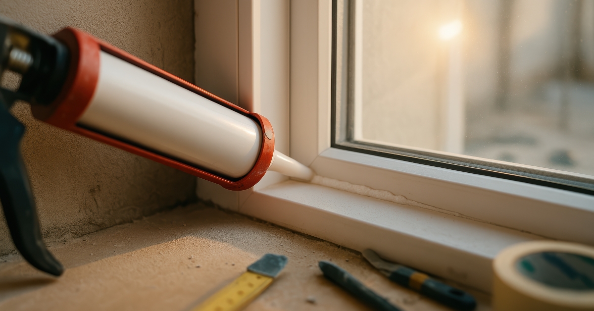 caulking gun applying sealant