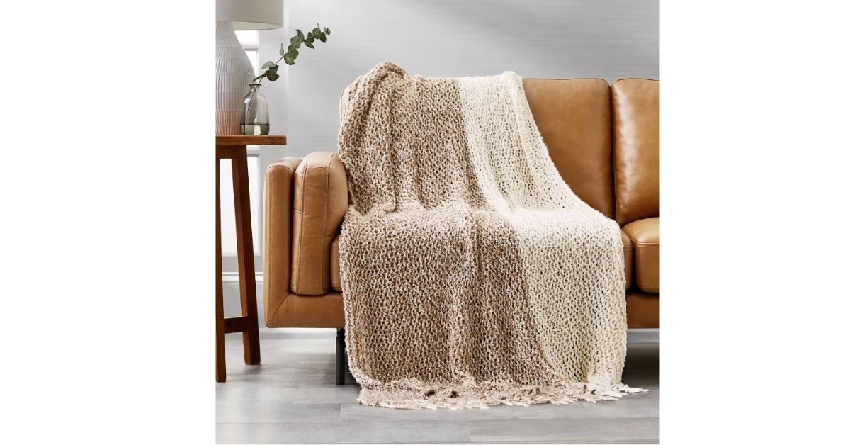 acrylic block knit throw