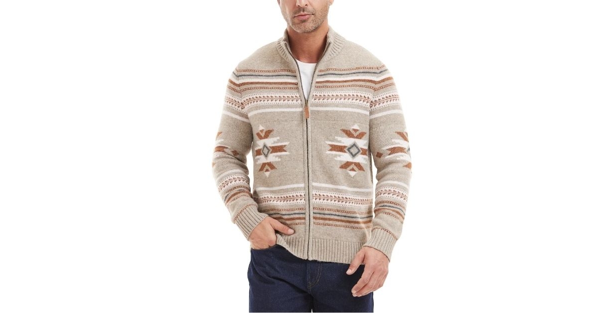 mens zip mock cardigan
