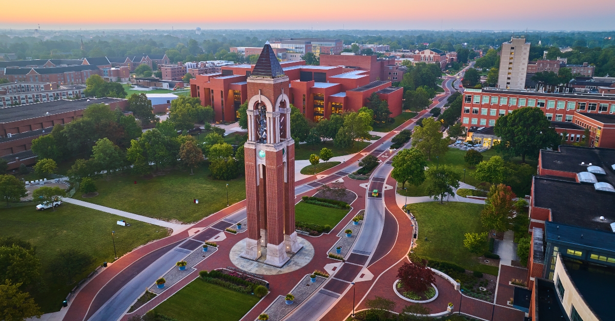 Ball State University aerial Muncie Indiana