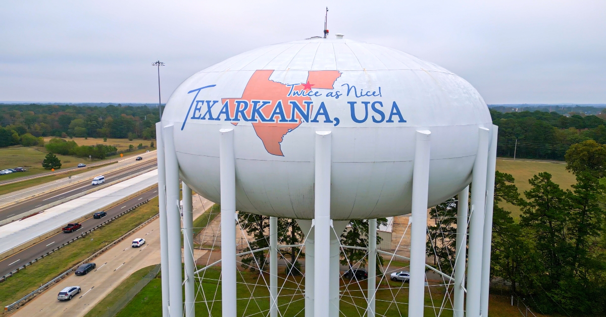 Texarkana Water Tower from above