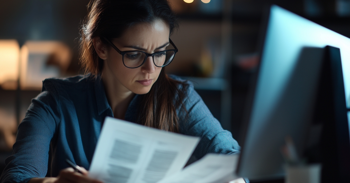 woman looking at a piece of paper